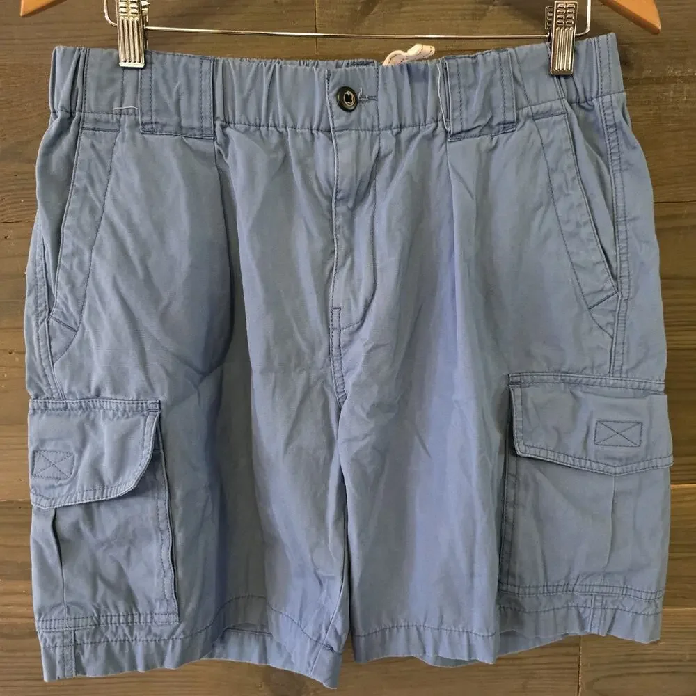 Tommy Bahama Relax Cargo Shorts Mens Medium Blue Elastic Waist Drawstring Cotton